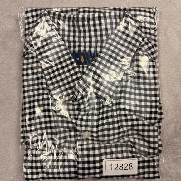 Ralph Lauren Gingham Button Up Shirt Long Sleeve Classic Fit Mens XL Black White - Picture 8 of 10